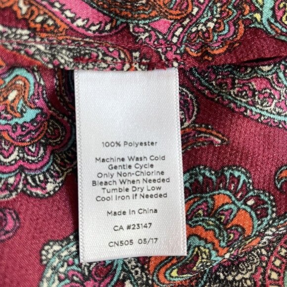 Talbots Woman's size 3XP Blouse Burgundy Paisley long sleeve - Picture 5 of 12